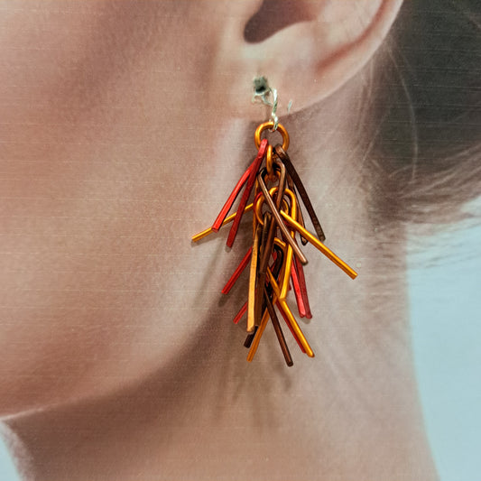 Boucles percées Trombones rouge, orange et cuivre OANA MILLET