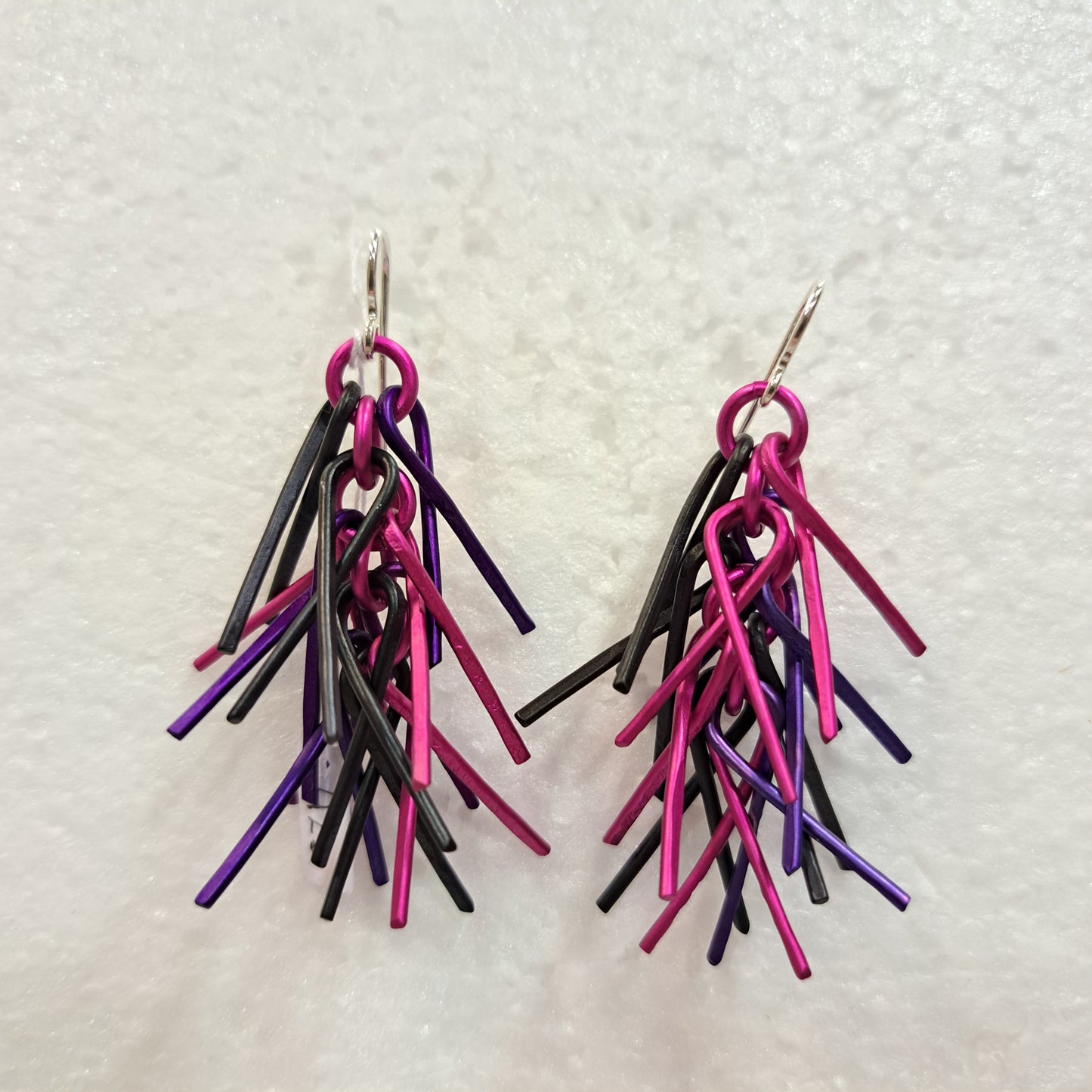 Boucles percées Trombones rose, violet et noir OANA MILLET