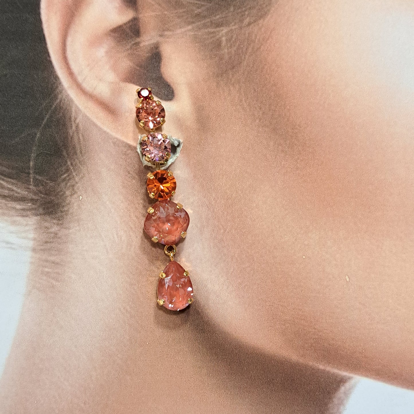 Boucles clips pendantes orange corail CREZUS