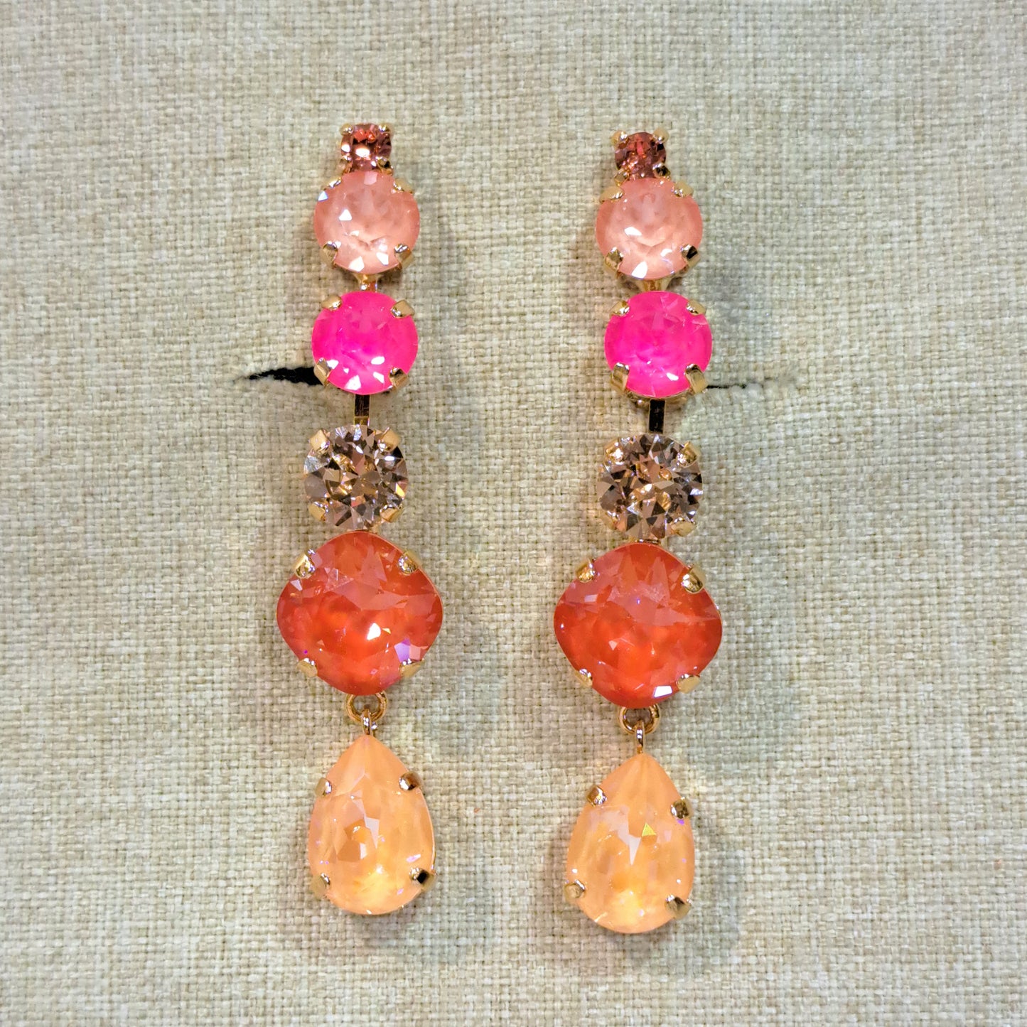 Boucles clips pendantes rose orange CREZUS