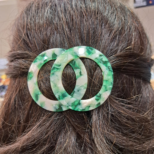 Barrette Anneaux vert LES CLEIAS