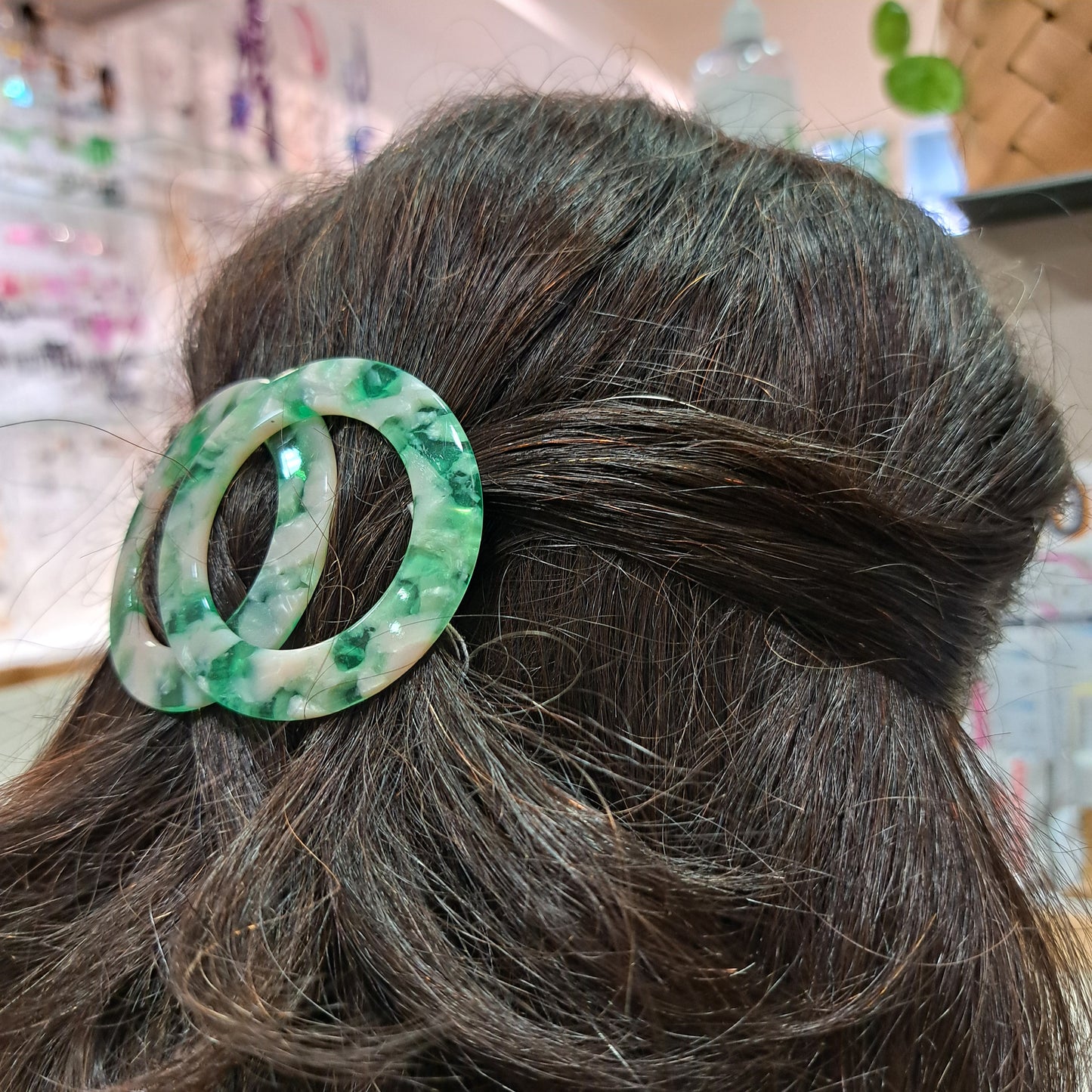 Barrette Anneaux vert LES CLEIAS