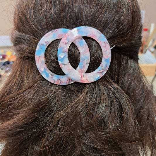 Barrette Anneaux rose bleu LES CLEIAS