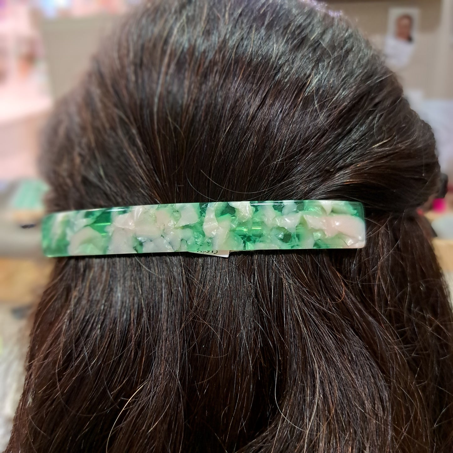 Barrette Rectangle longue vert LES CLEIAS