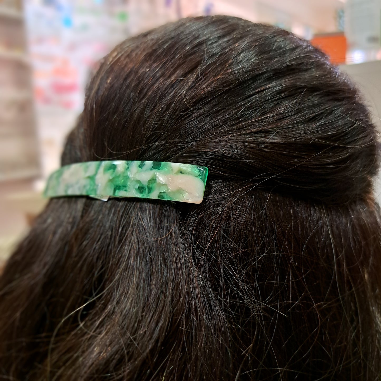 Barrette Rectangle longue vert LES CLEIAS