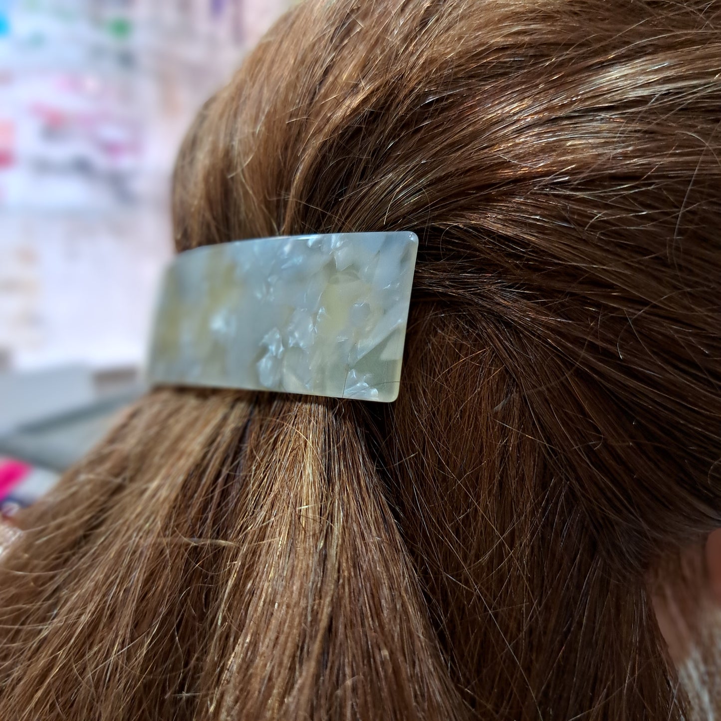 Barrette Rectangle GM crème nacré LES CLEIAS