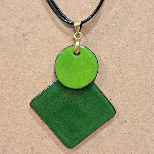 Collier pendentif Duo vert  CHRISTINE ALLOING