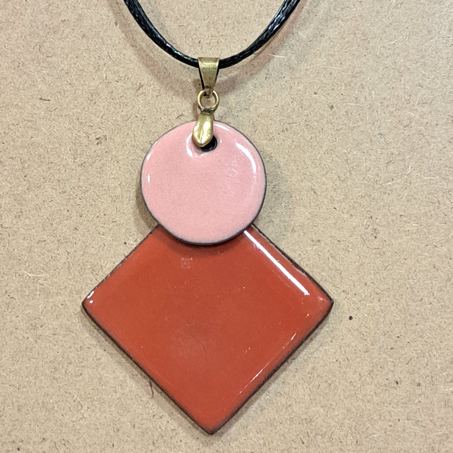 Collier pendentif Duo terracotta/rose thé  CHRISTINE ALLOING