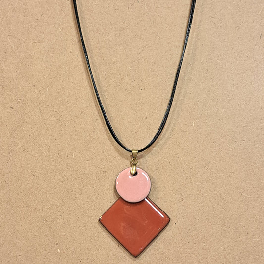 Collier pendentif Duo terracotta/rose thé  CHRISTINE ALLOING