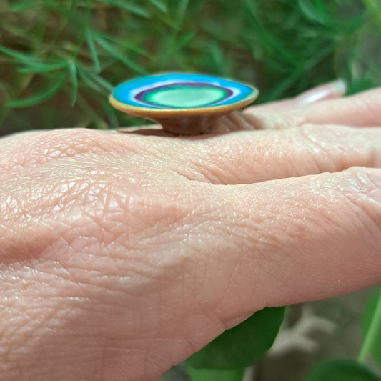 Bague Inspiration "Delaunay" bleu/vert LEA AIME LES FLEURS