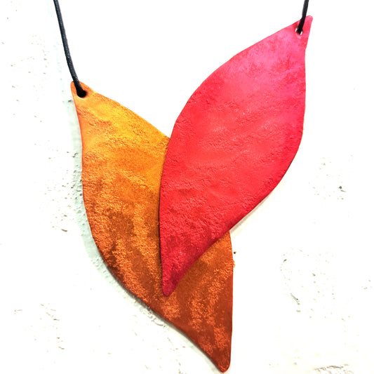 Collier Feuilles rouge orange OANA MILLET