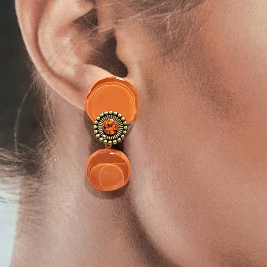 Boucles Fleur clips orange NATHALIE BORDERIE