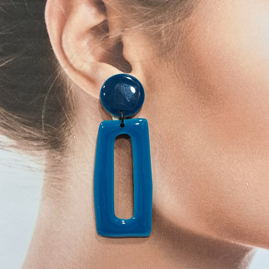 Boucles clips Rectangle GM bleu canard THIERRY JOO