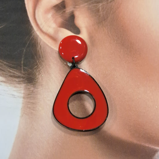 Boucles clips Triangle ajouré rouge THIERRY JOO