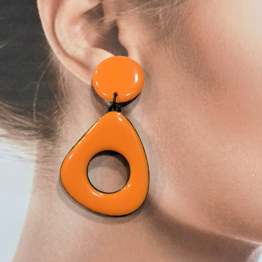 Boucles clips Triangle ajouré orange THIERRY JOO