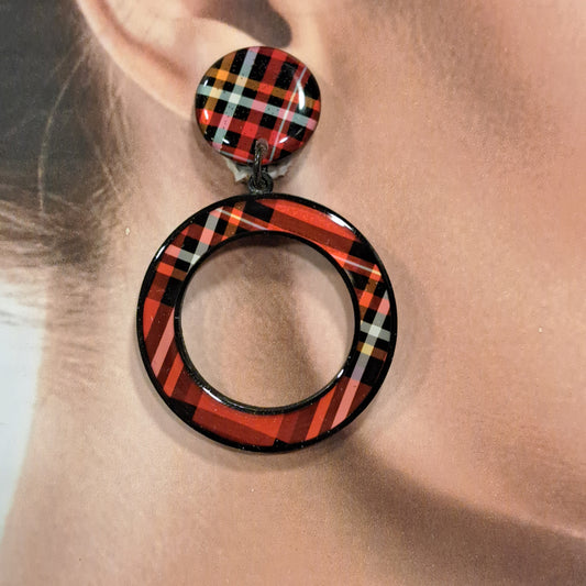 Boucles clips Créole écossais rouge THIERRYJOO