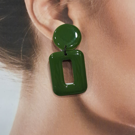 Boucles percées Rectangle PM vert kaki THIERRY JOO