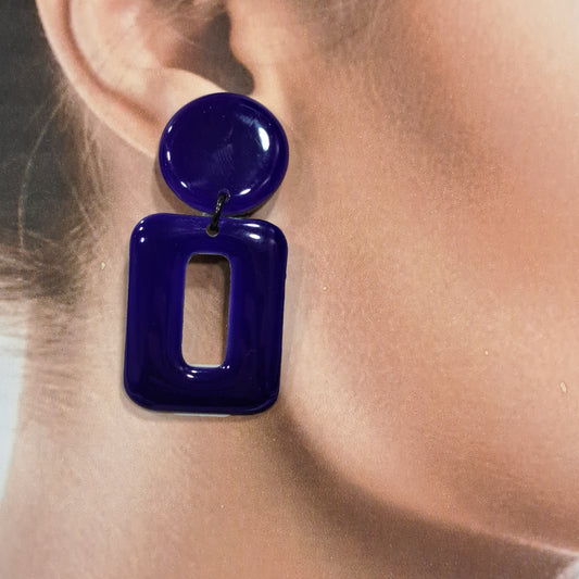 Boucles percées Rectangle PM violet THIERRY JOO