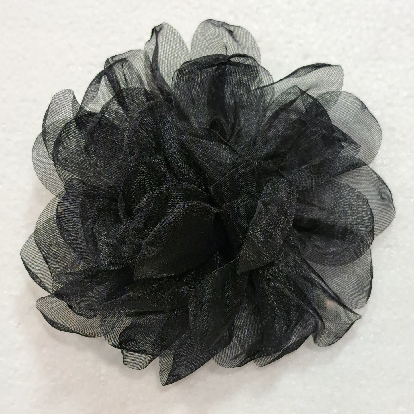 Broche Fleur tissu noir Fancy F