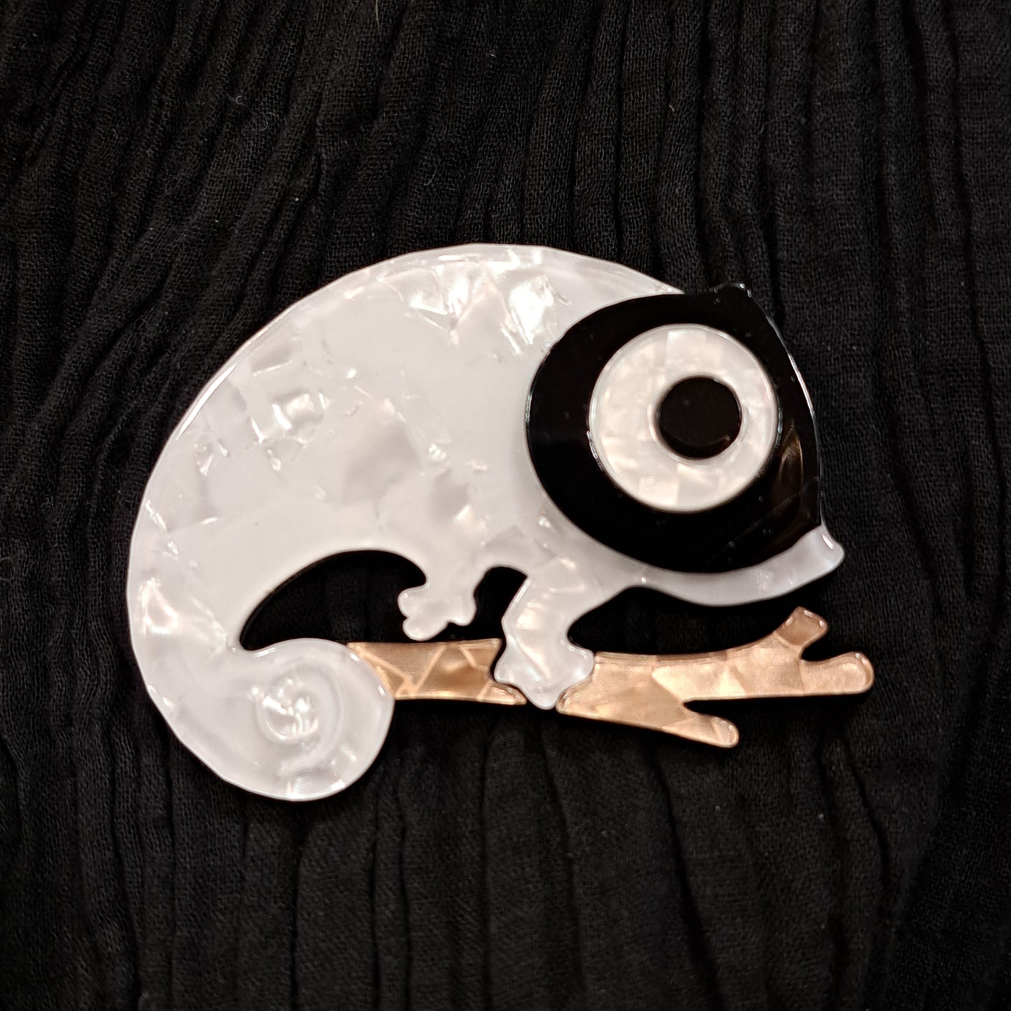 Broche Caméléon blanc Fancy F