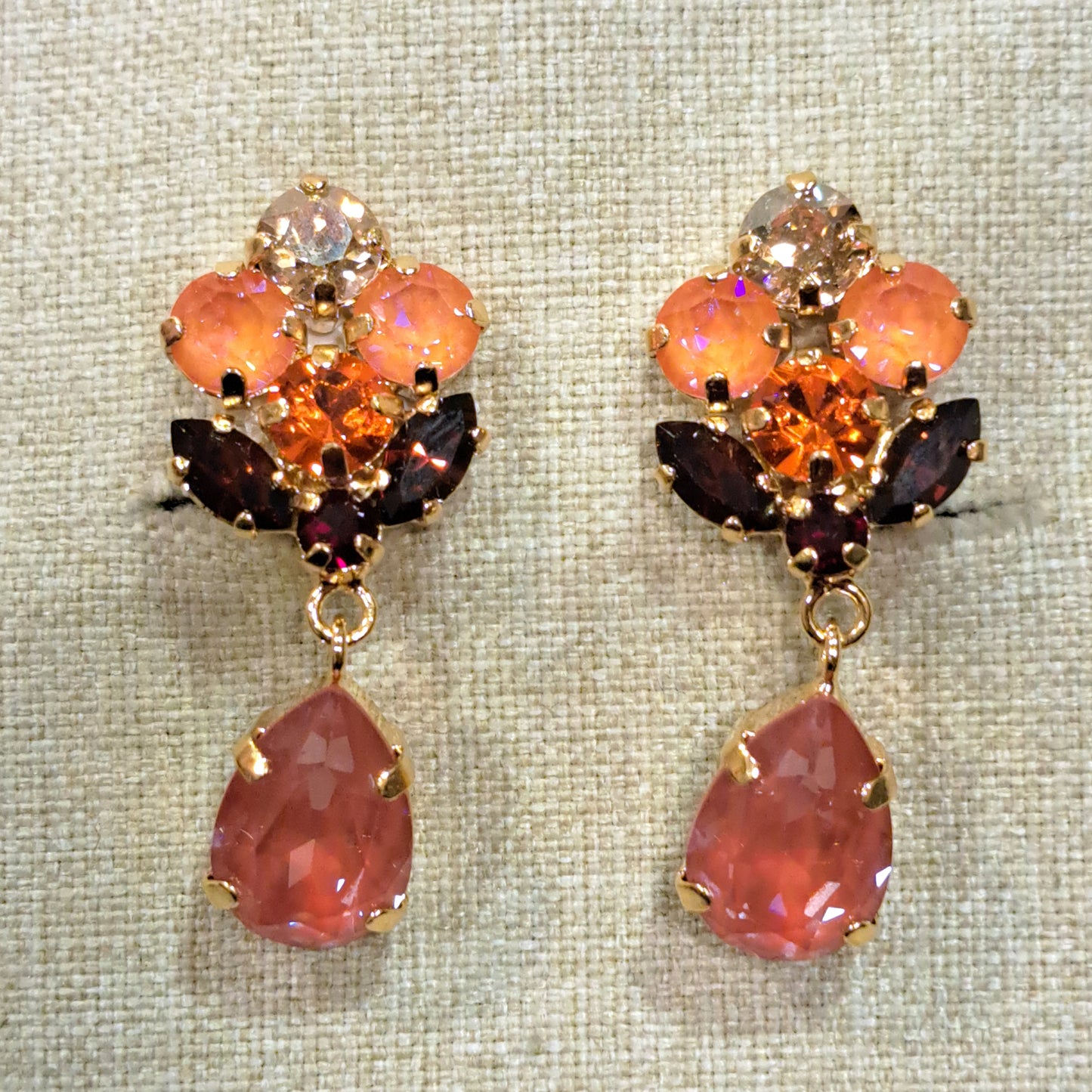 Boucles clips pendantes orange marron CREZUS