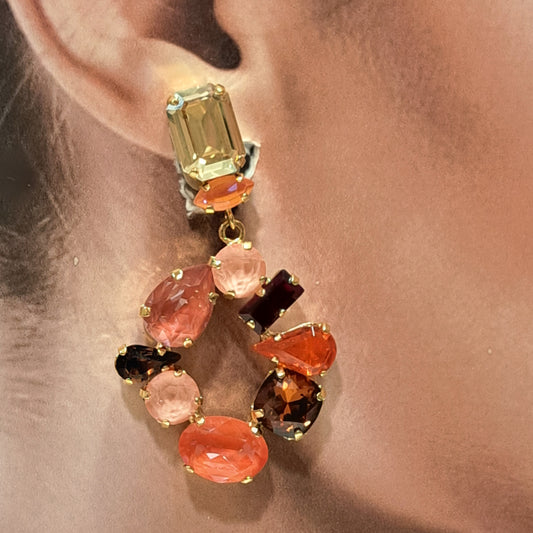 Boucles clips pendantes orange marron CREZUS