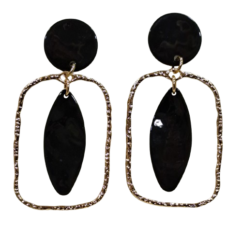 Boucles percées Rectangle noir LA PETITE SARDINE