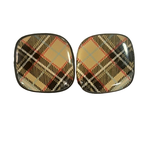 Boucles clips Losange écossais beige THIERRY JOO