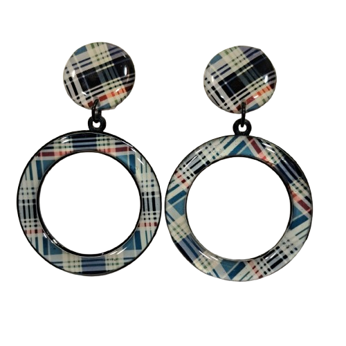 Boucles percées Créole écossais bleu THIERRYJOO