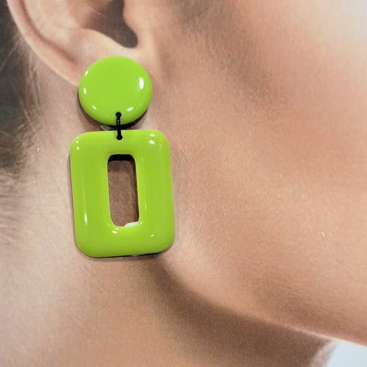 Boucles clips Rectangle PM vert anis THIERRY JOO