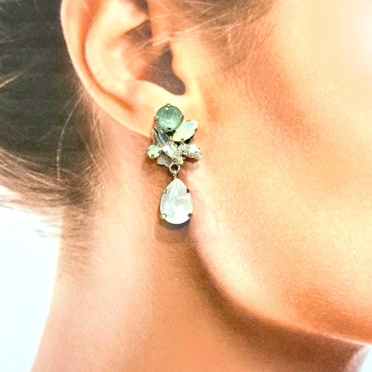 Boucles clips pendantes blanc CREZUS