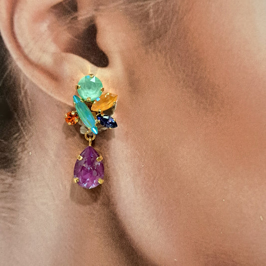 Boucles clips pendantes multicolore CREZUS