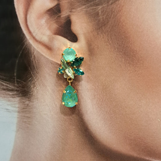 Boucles clips pendantes vert CREZUS