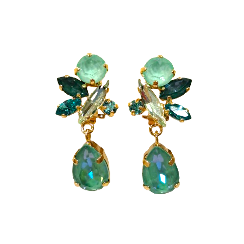 Boucles clips pendantes vert CREZUS