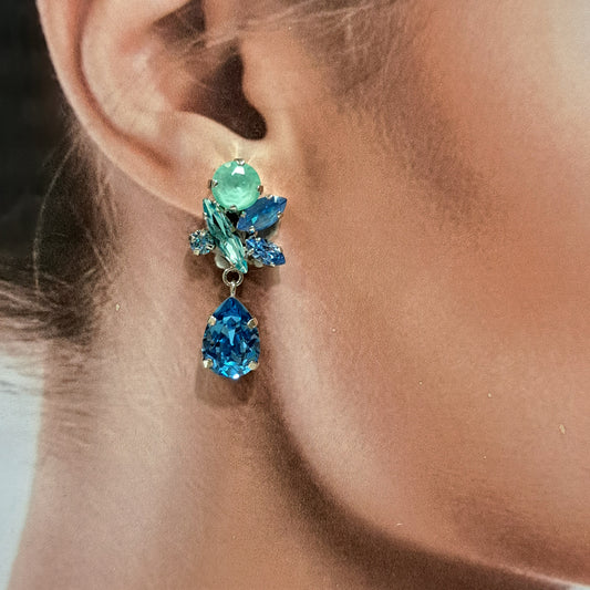 Boucles clips pendantes bleu CREZUS