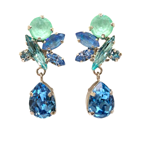 Boucles clips pendantes bleu CREZUS