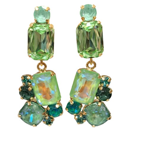 Boucles clips pendantes vert CREZUS