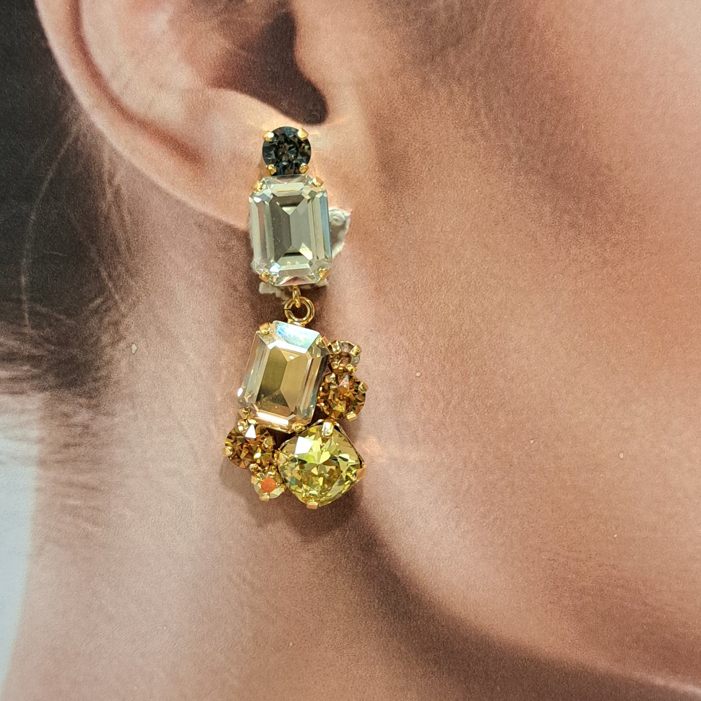 Boucles clips pendantes doré CREZUS