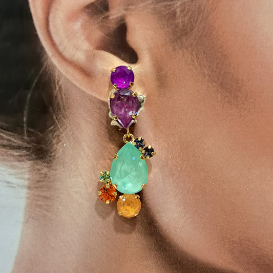 Boucles clips pendantes multicolore CREZUS