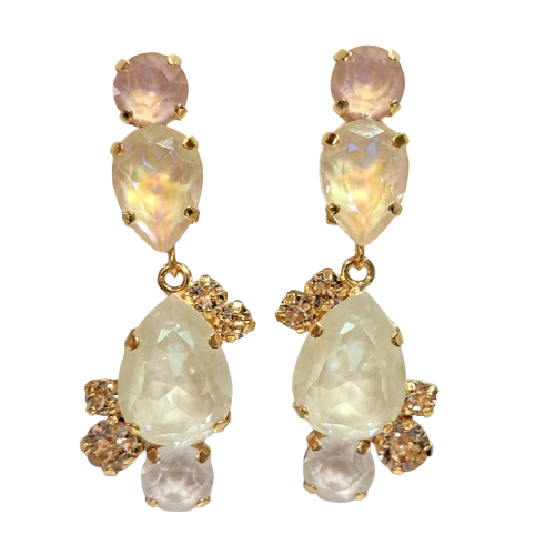 Boucles clips pendantes beige doré CREZUS