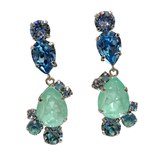 Boucles clips pendantes bleu CREZUS