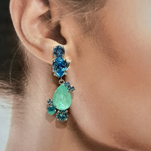 Boucles clips pendantes bleu CREZUS