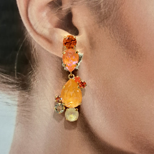 Boucles clips pendantes orange CREZUS