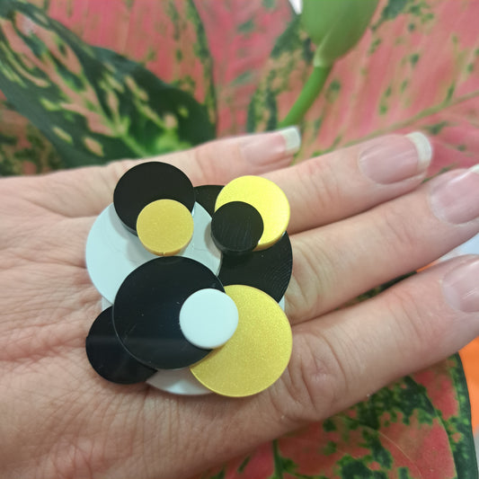 Bague Pastilles GM noir, or et blanc FORMESPAZIO
