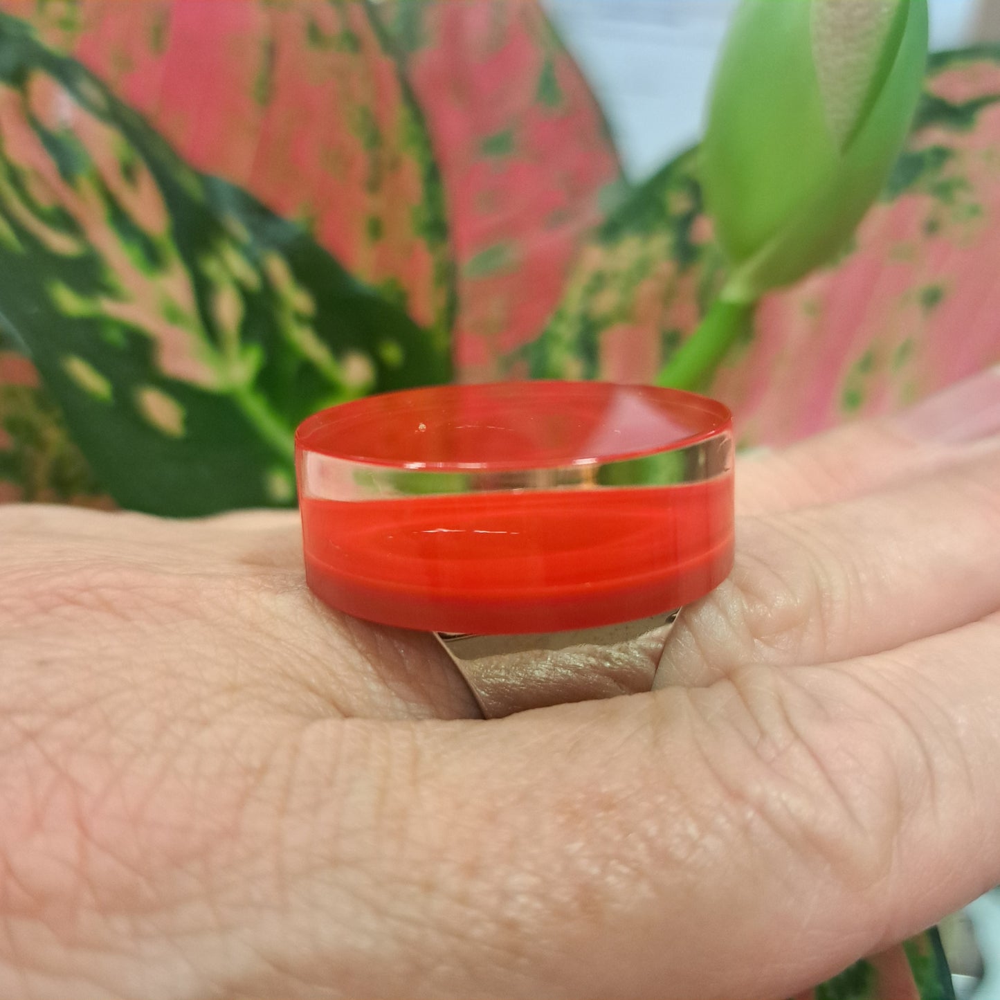 Bague Ronds rouge FORMESPAZIO