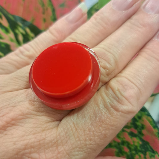 Bague Ronds superposés rouge FORMESPAZIO
