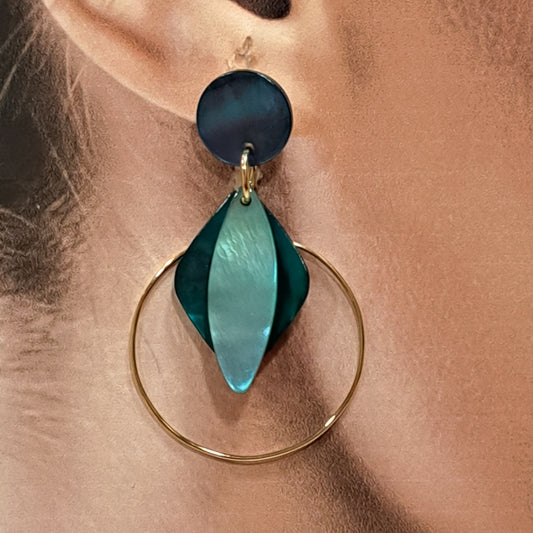 Boucles percées Losange bleu lagon et canard  LA PETITE SARDINE
