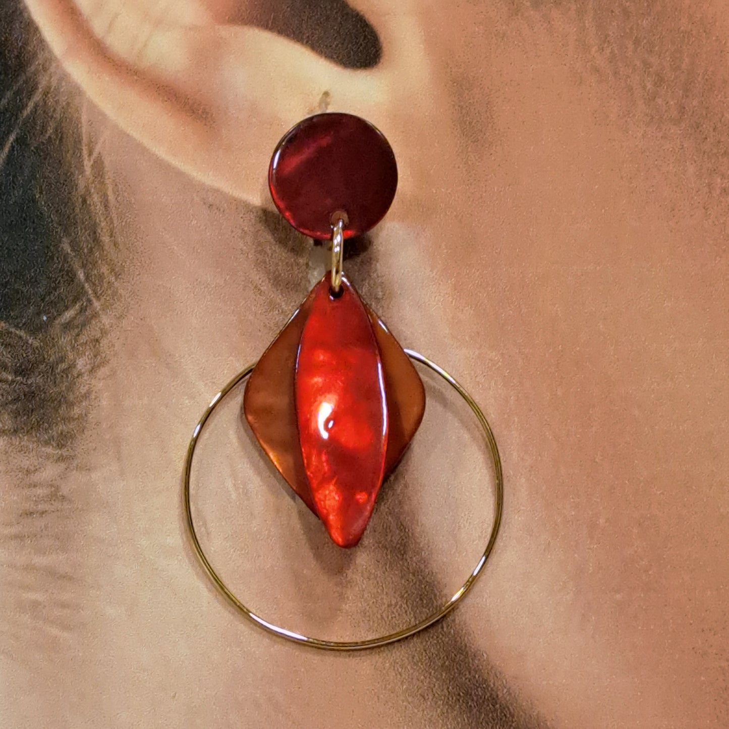 Boucles percées Losange rouge orange LA PETITE SARDINE
