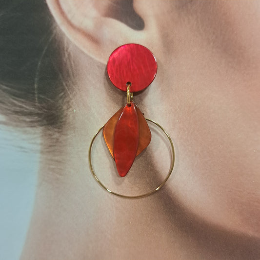 Boucles clips Losange rouge orange LA PETITE SARDINE