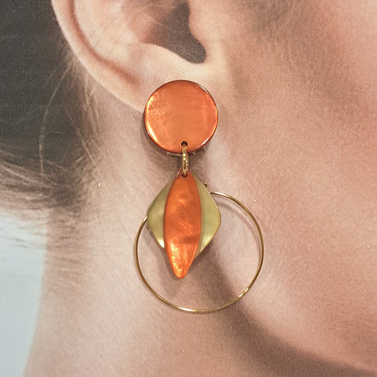 Boucles clips Losange orange beige LA PETITE SARDINE